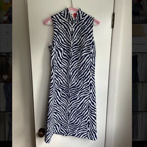 Blue and white zebra dress